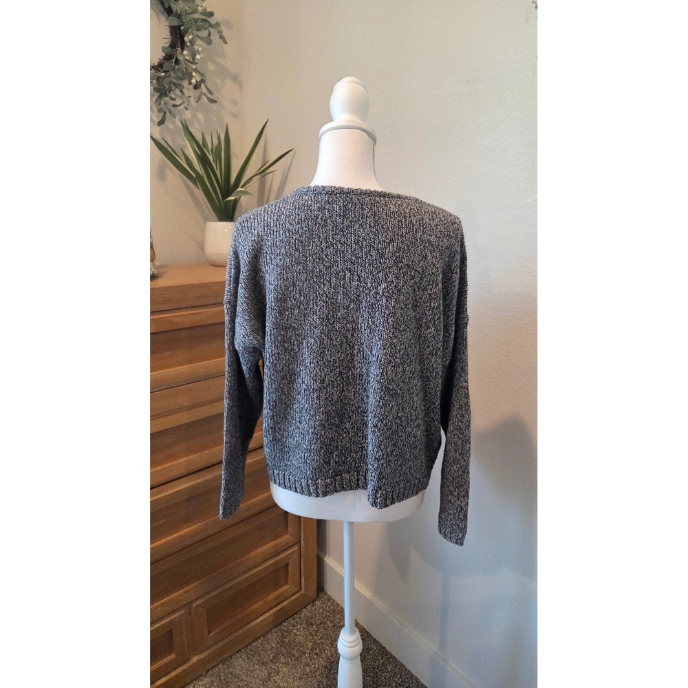 Eileen Fisher Marled Knit Sweater Boxy Relaxed Fit Grey White Italian‎ Yarn L - Picture 6 of 15